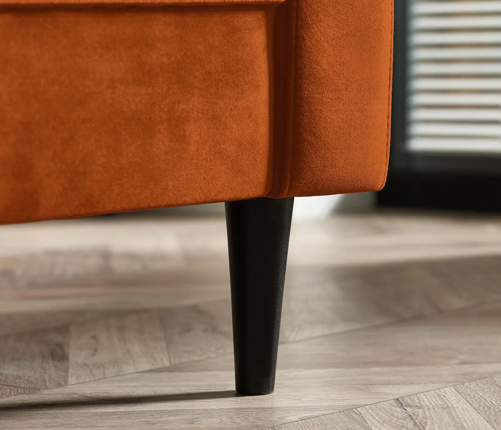 FurnitureboxUK Jade 3-Seater Soft Touch Velvet Sofa With Solid Wood Frame in Burnt Orange 2