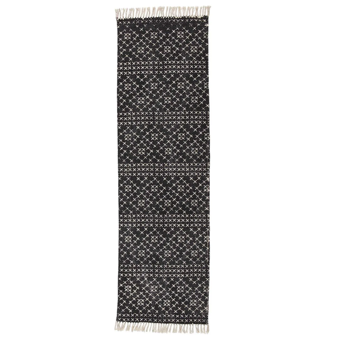Cross Design Runner, Black and Cream