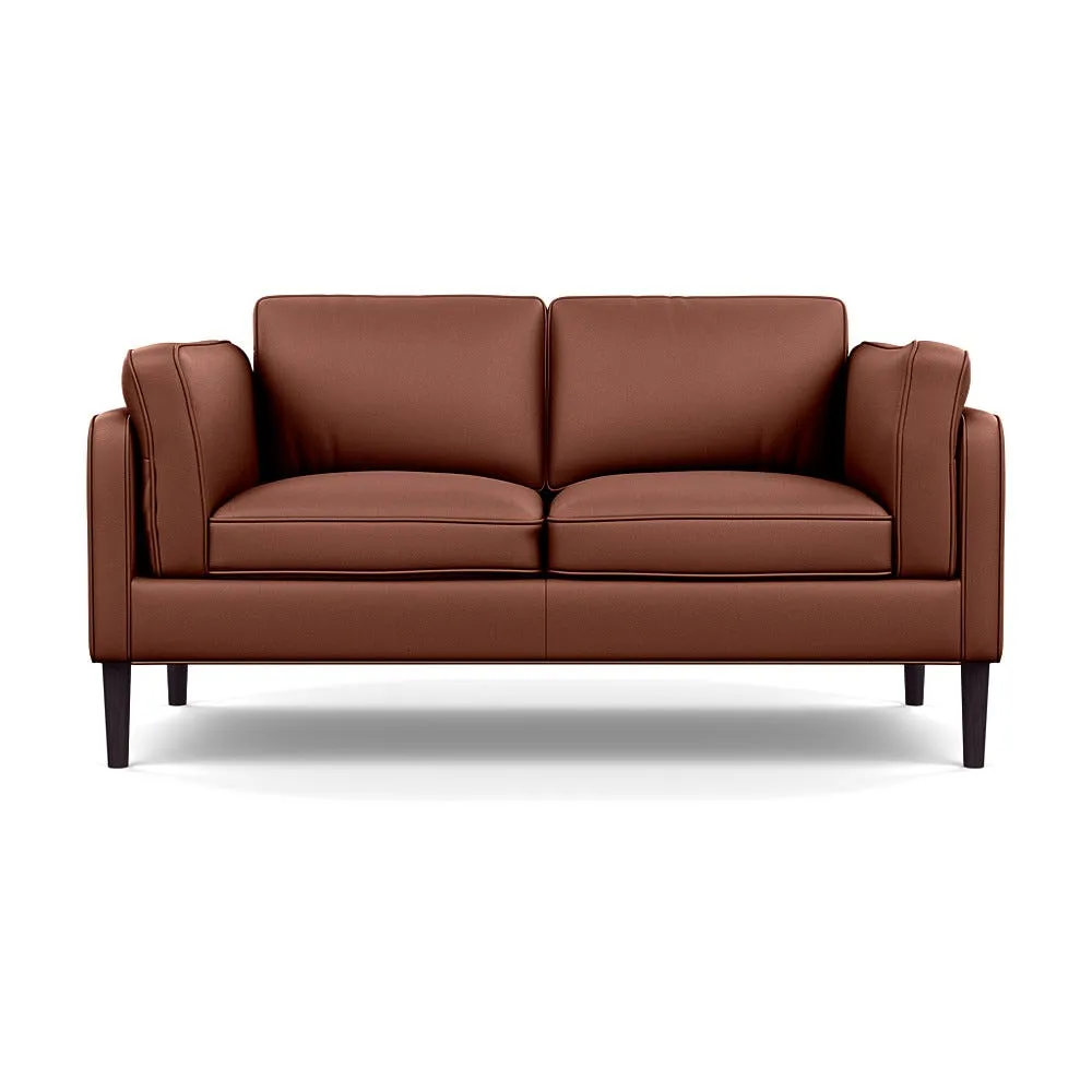 Heal's Sonno 2 Seater Leather Grain Brown 068 Wenge Black Feet 1