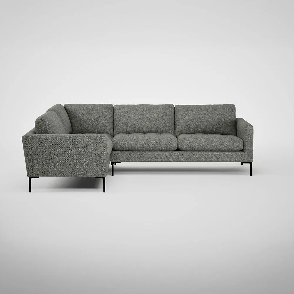 Heal's Eton Left Hand Facing Corner Sofa Boucle Tweed Lapis Black Feet 1