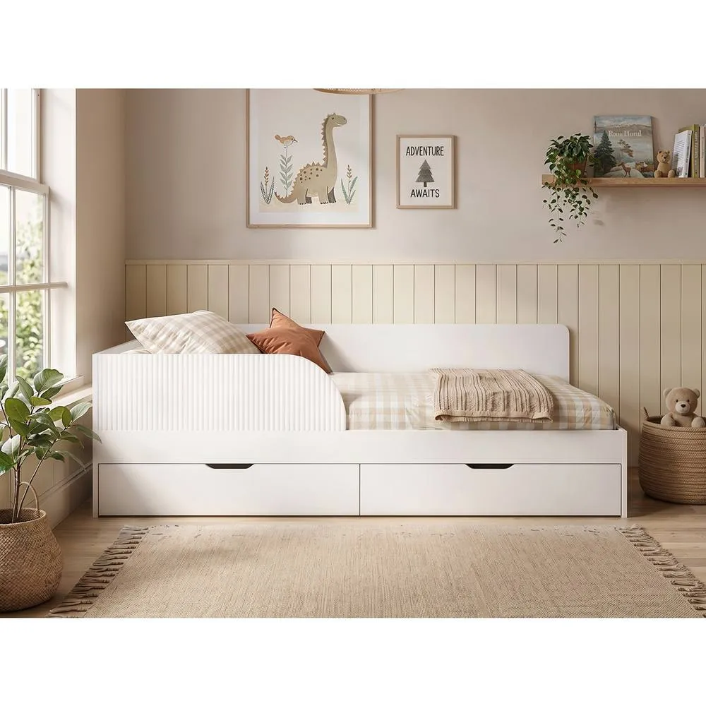 Flair Aris Single Montessori Bed with Storage Drawers in White 1