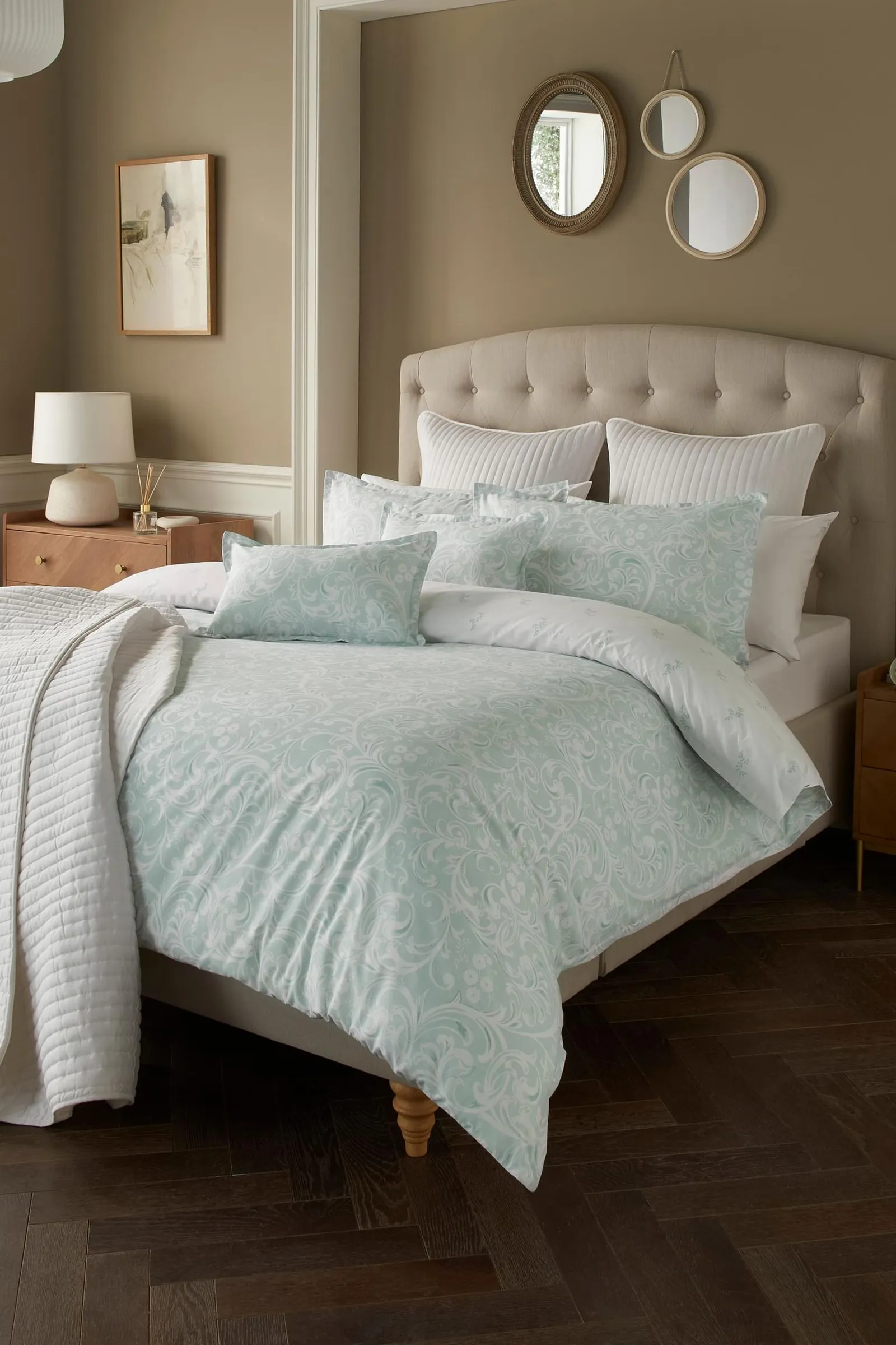 Samantha Faiers Home 'Ophelia' Duck Egg Floral Reversible Polycotton Duvet Cover Set in Duck Egg Blue