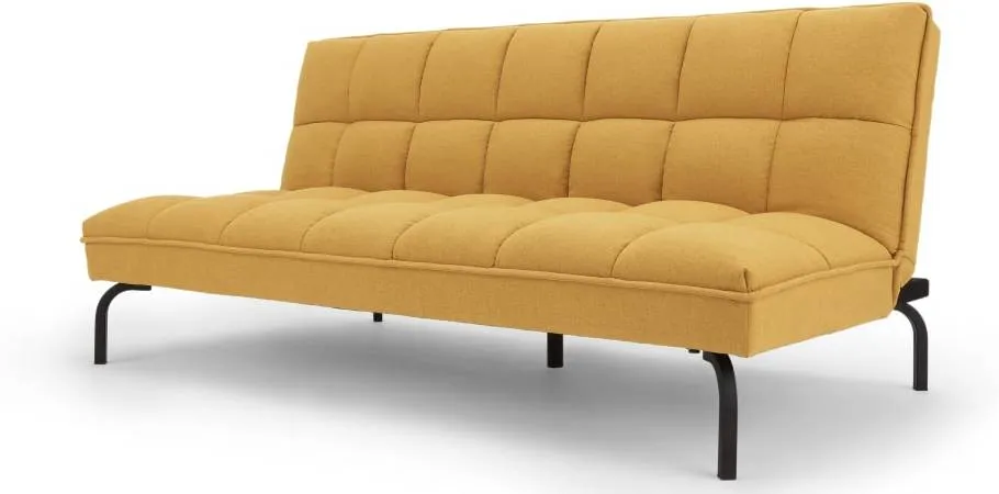 Hallie SofaBed, Yolk Yellow with Black Legs