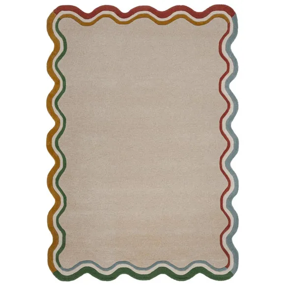 Elements Wave Natural Border Wool Rug 5