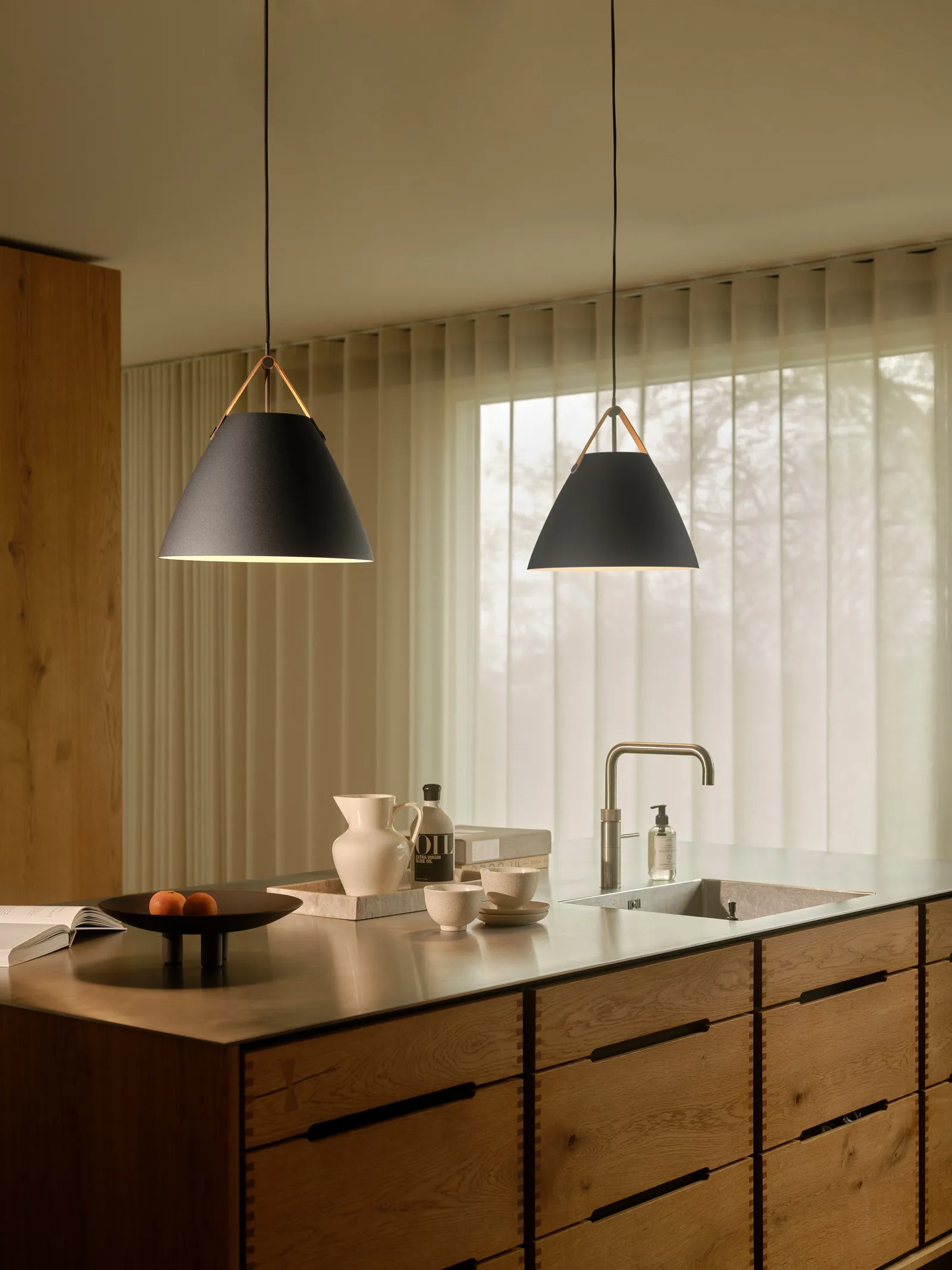 Nordlux Strap Pendant Light Black Metal Dining Room E27 Mains 36cm 3