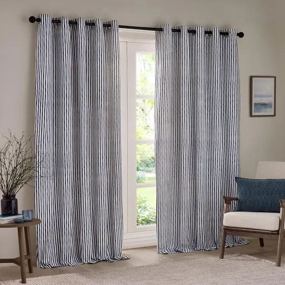 Yard Hebden Striped Eyelet Curtains (Blackout Available) 2