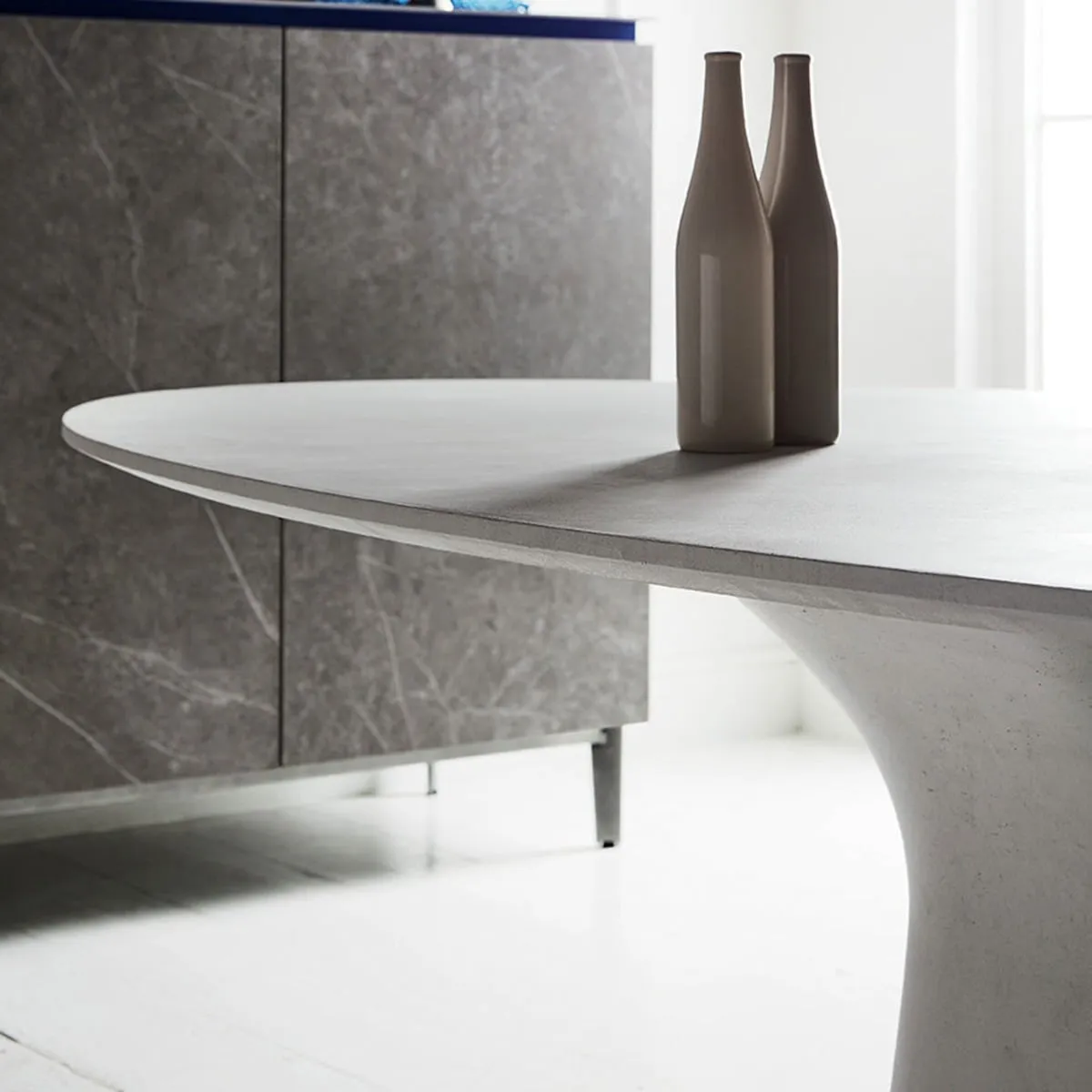 Bontempi Podium Dining Table 250X116X75Cm, Round, White Concrete | Barker & Stonehouse 2