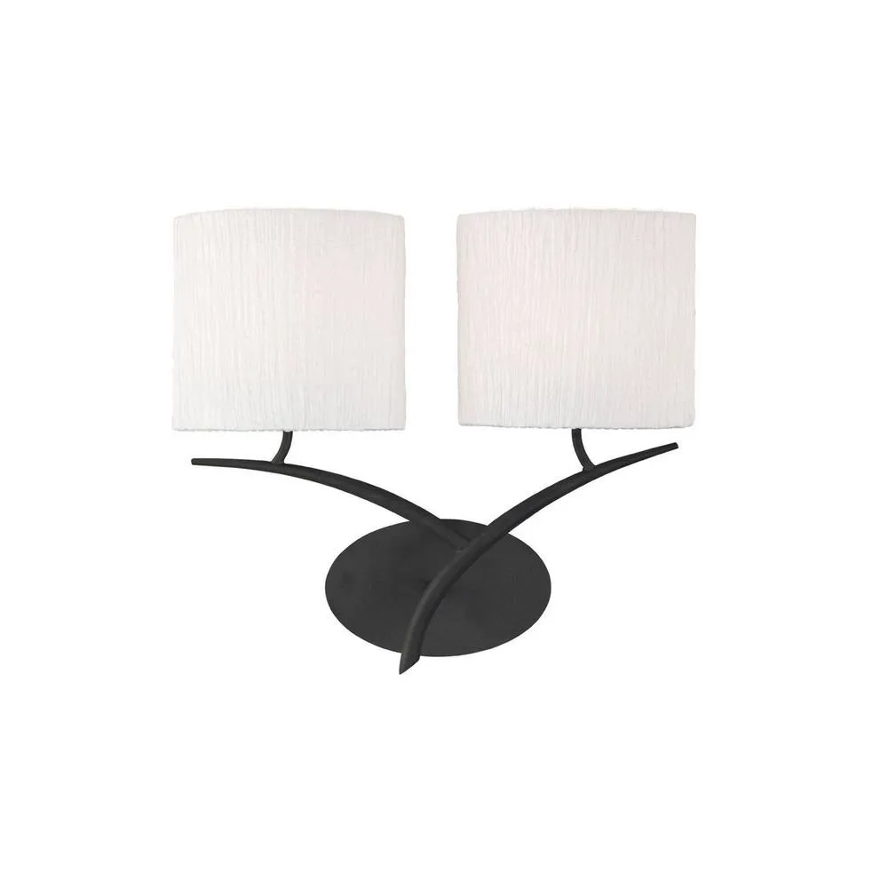 Netlighting Eve Wall Lamp Switched 2 Light E27 Anthracite with White Oval Shades in Black