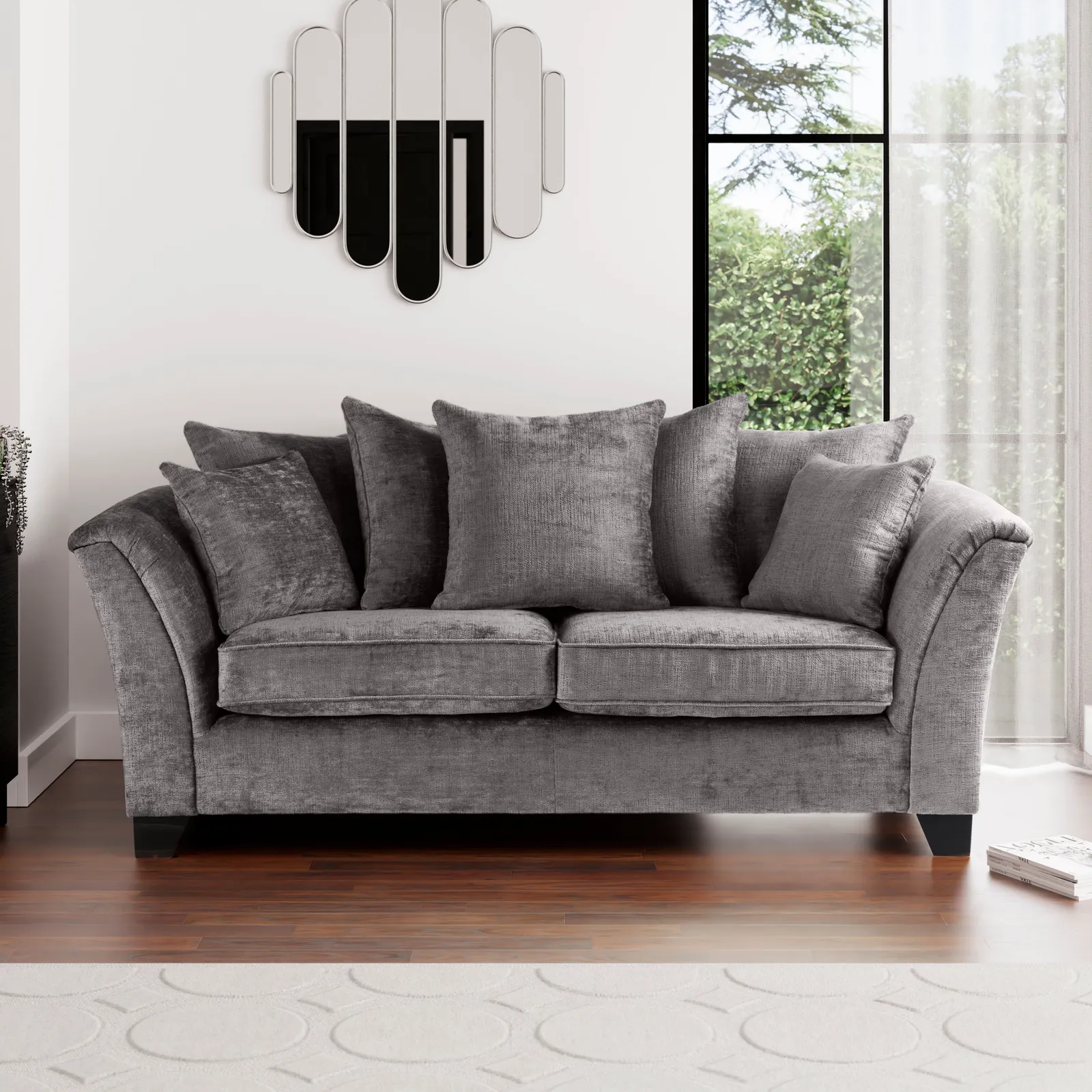 Giovanna Chenille 3 Seater Sofa Steeple Grey