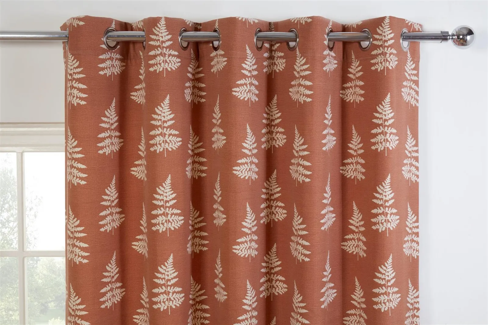 Sundour Esher Fern Leaf Eyelet Curtains in Orange 2