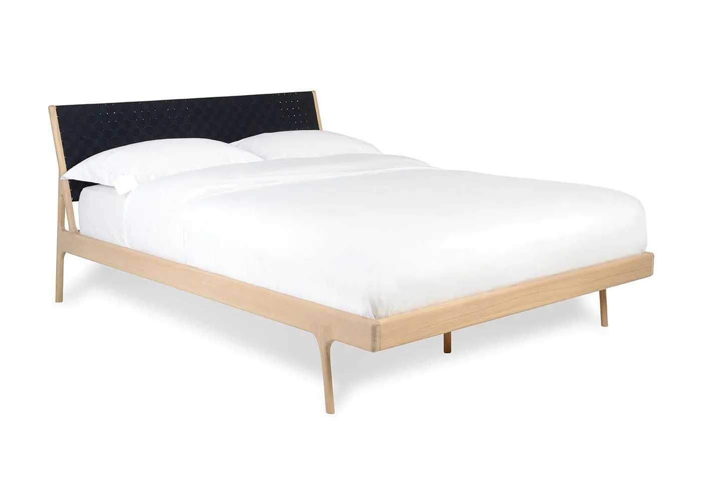 Gazzda Fawn Double Bed Oak Black Webbing With Slats