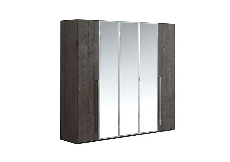 Venezia 5 Door Wardrobe with 3 Mirror Doors - Silver Birch