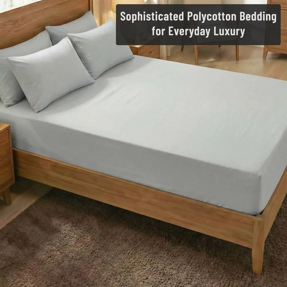 Smart Living 3 Pack Extra Deep Fitted Sheets 32cm Grey Polycotton Bedding 2