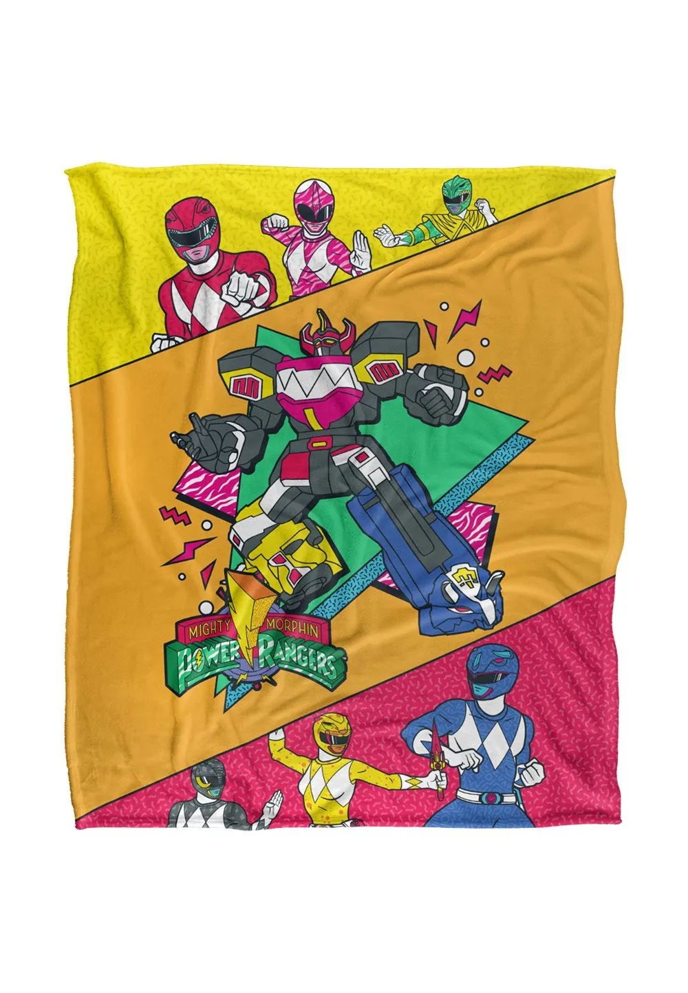 Power Rangers Saved By The Megazord Silky Touch Super Soft Throw Blanket 152 X 127 cm in White