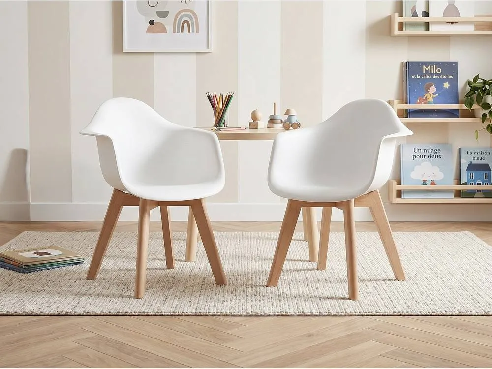 Vente-unique Set Of 6 VIXI Chairs With Armrests - Polypropylene & Beech - White 3