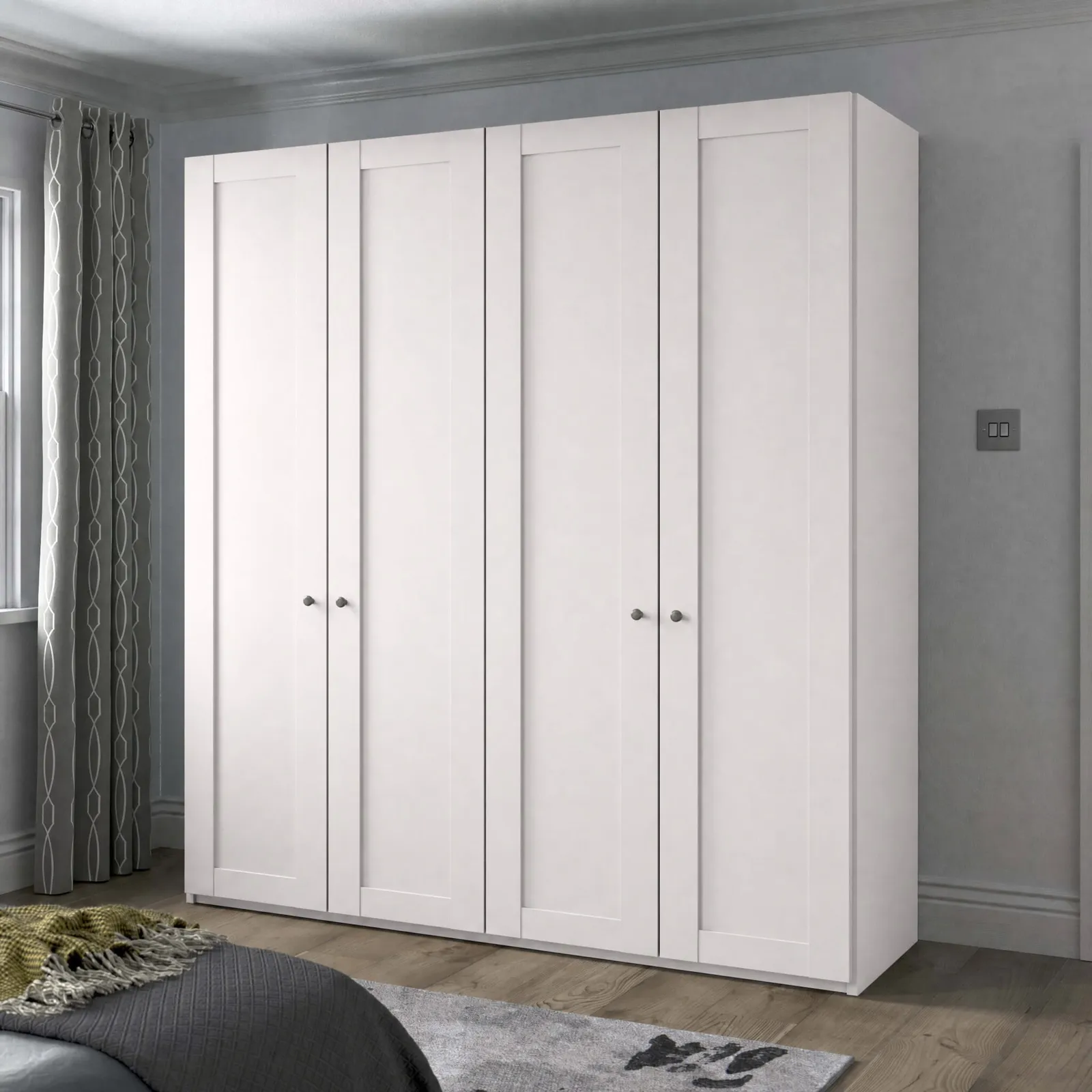 Varese 2M 4 Door Wardrobe, White | Barker & Stonehouse 2