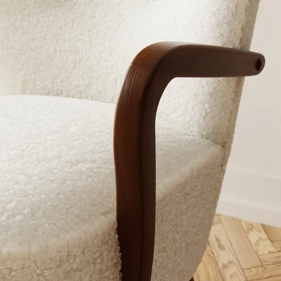 Eliza Ivory Borg Wooden Arm Cocktail Chair 3