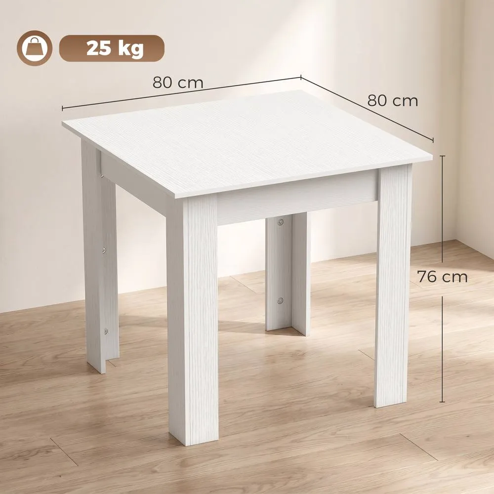 HOMCOM Square Dining Table, Kitchen Table with White Wood Effect 3