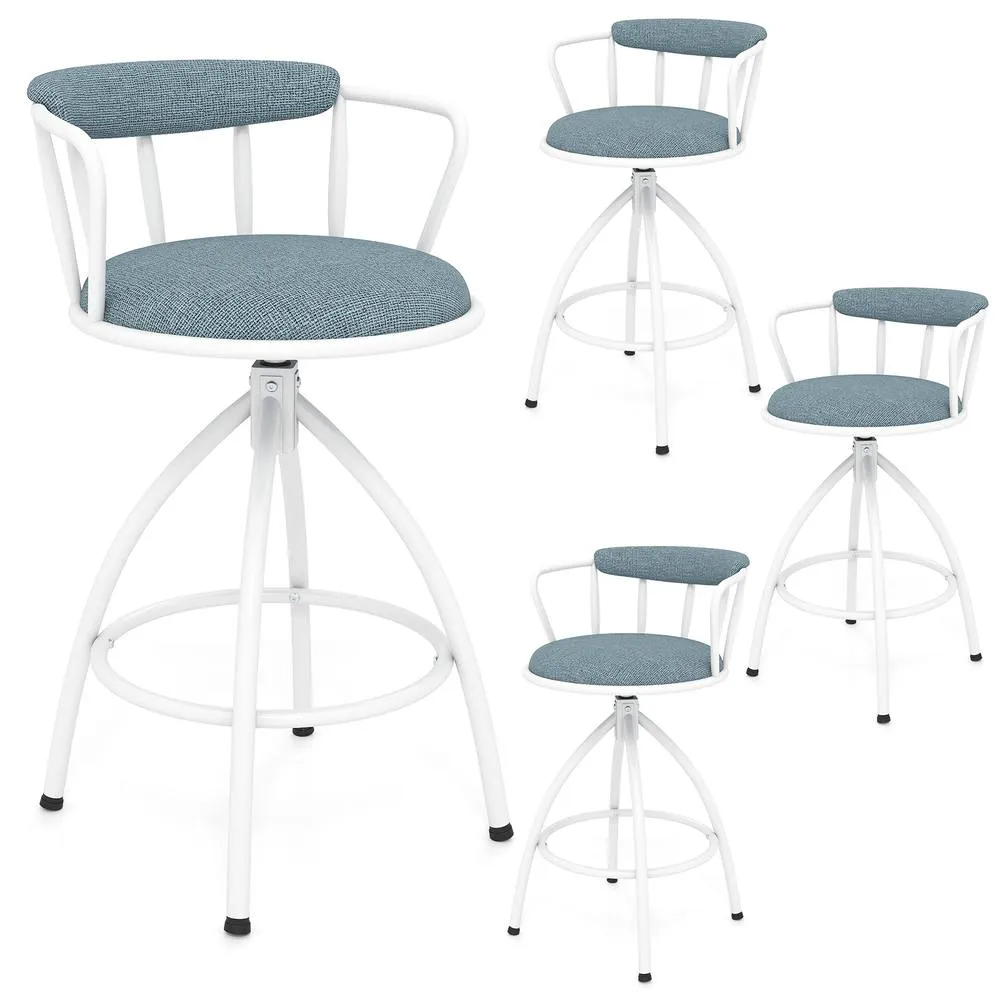 Costway 2PCS Counter Height Swivel Bar Stools Upholstered Breakfast Chairs 3