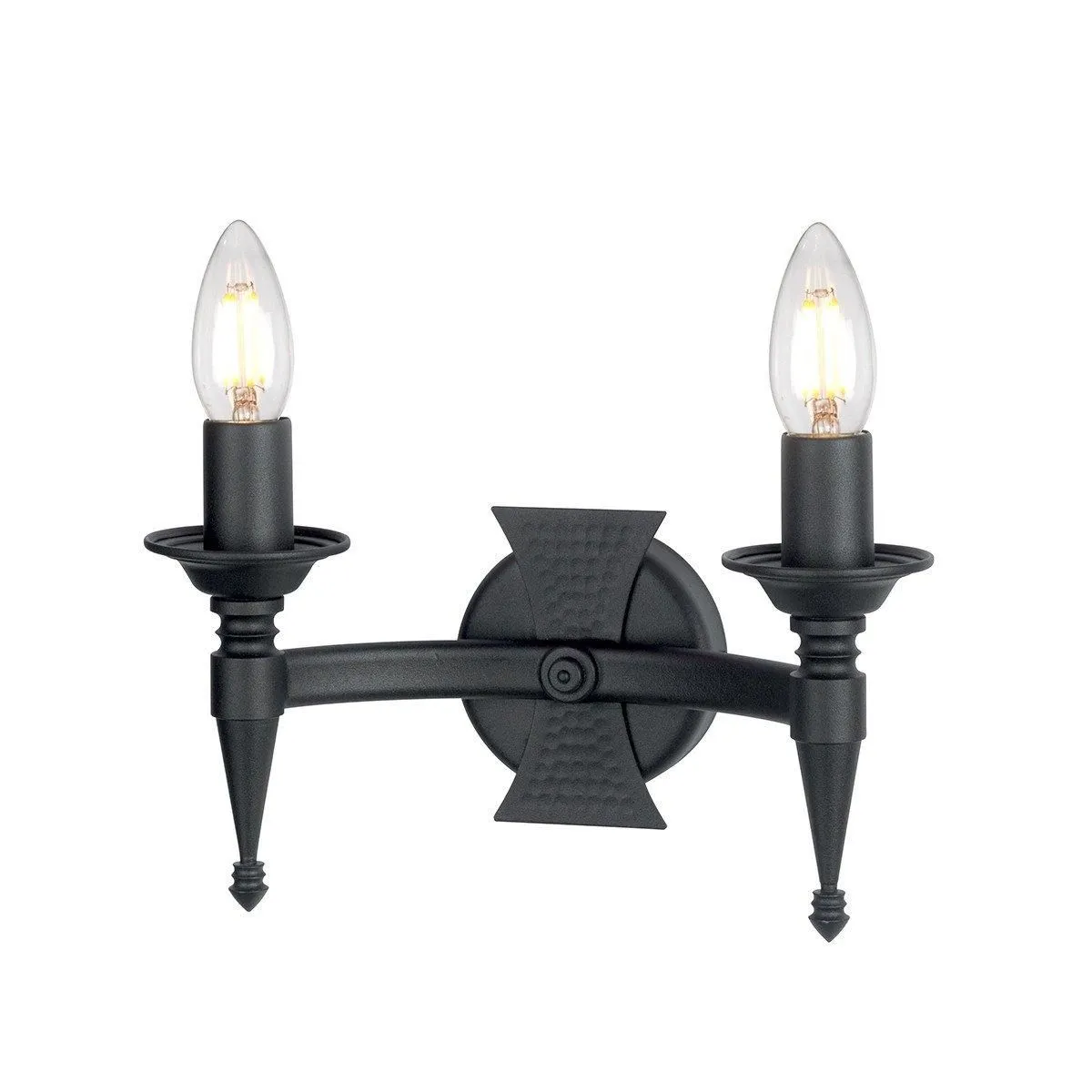 Netlighting Saxon 2 Light Indoor Candle Wall Light Black E14