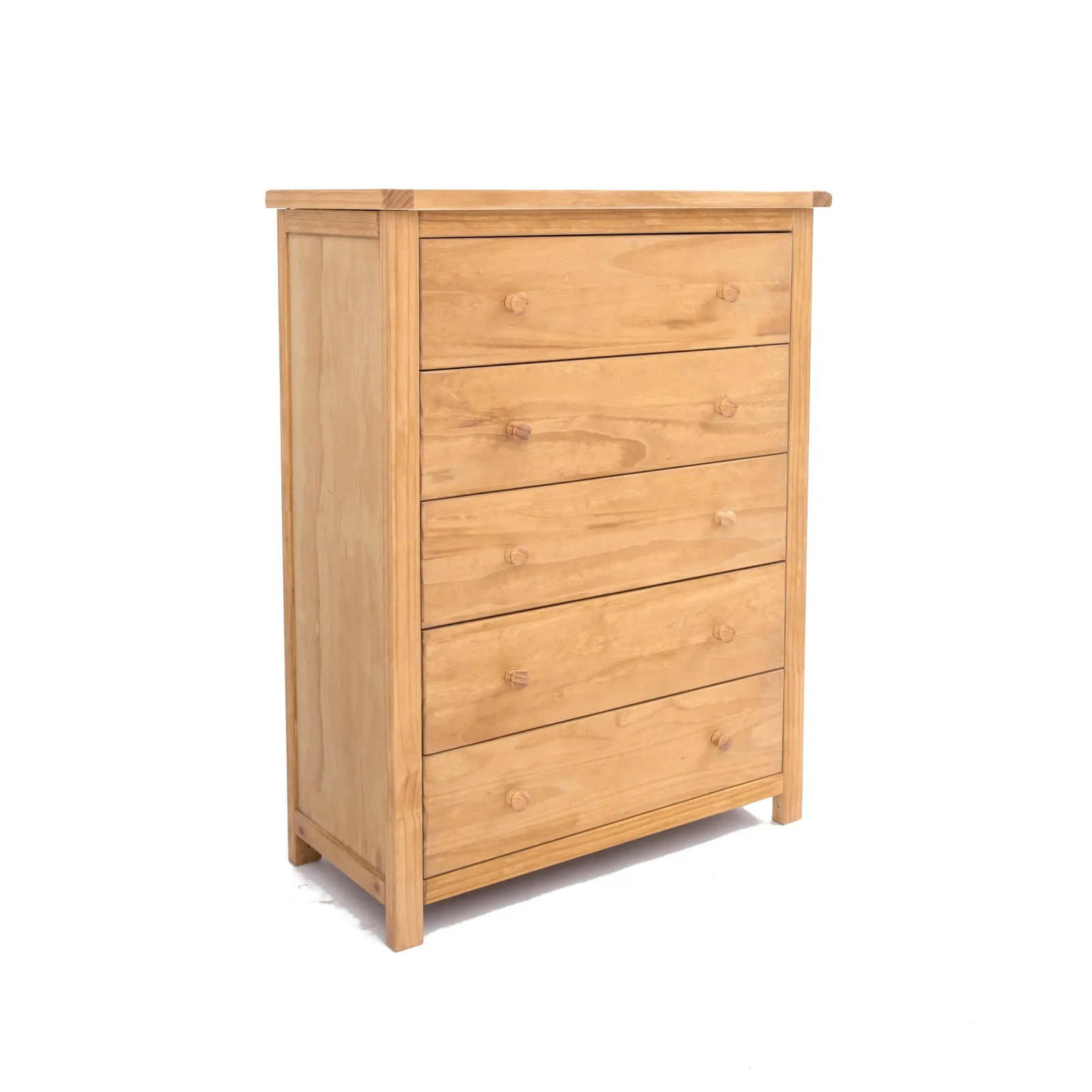 Cabinet Bits Lugo 5 Drawer Chest of Drawers Wood Knob in Light Brown 2
