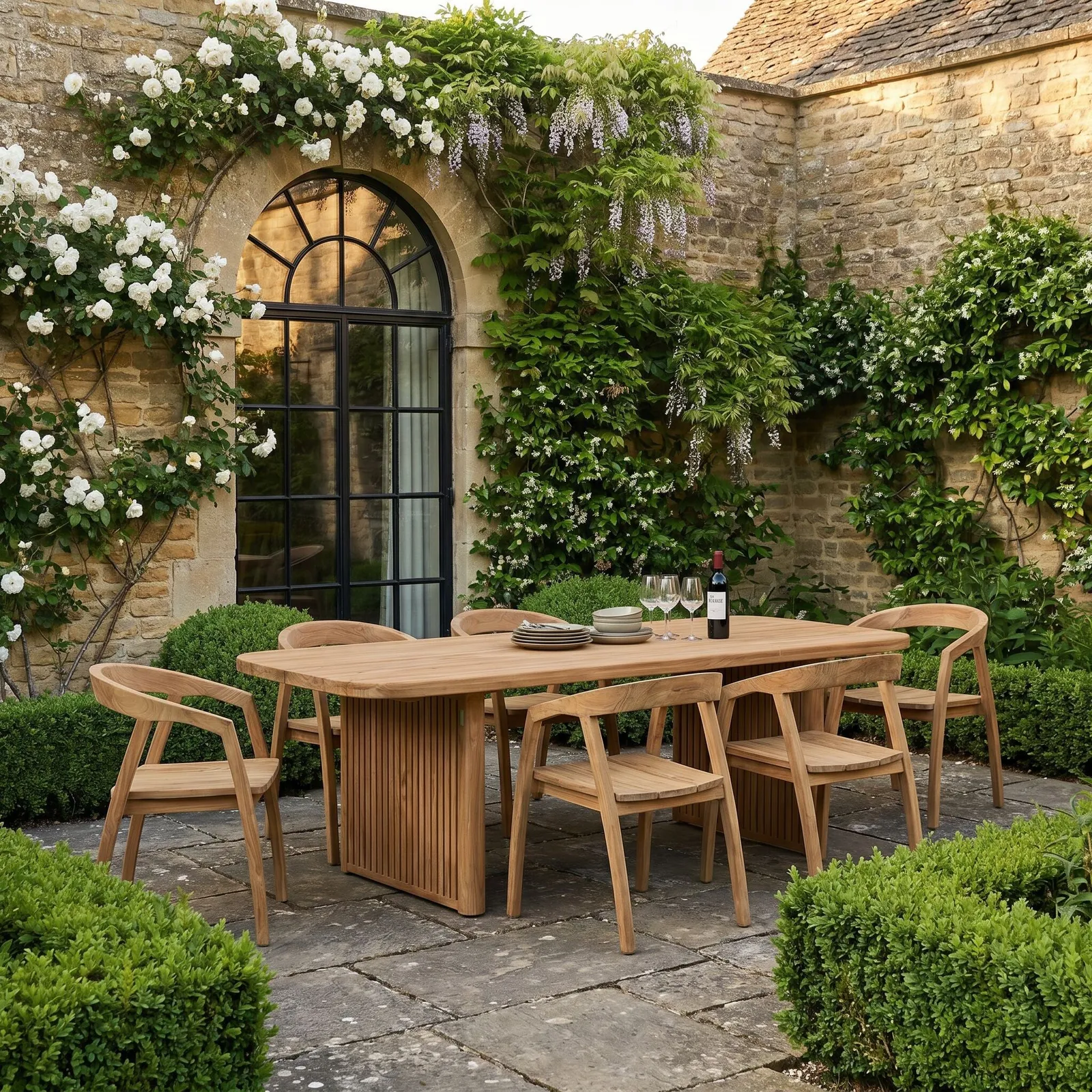 Salta Dining Tbl 240x100cm Teak Honey+ 6X Grenada, Wooden, Neutral | Barker & Stonehouse