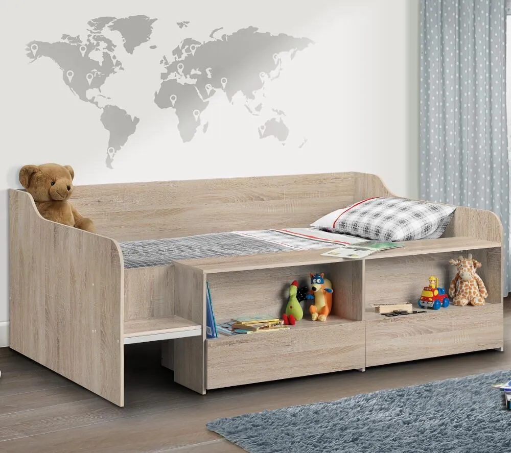 Stella Oak Wooden Kids Low Sleeper Cabin Storage Bed Frame - 3ft Single