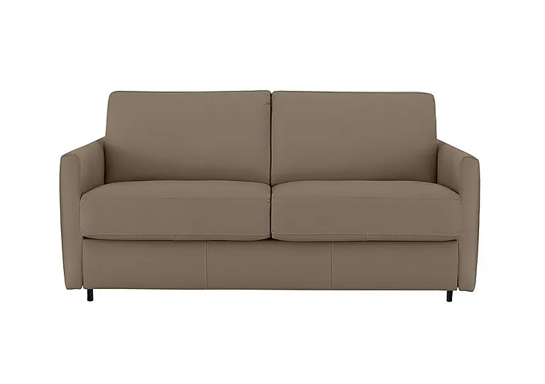 Alcova 2.5 Seater Leather Sofa Bed with Slim Arms - Torello Taupe