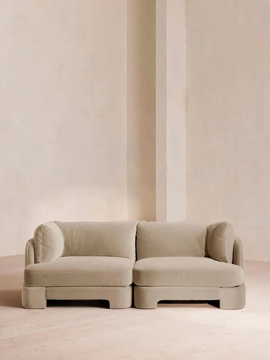 Odell Deeper Sit Modular Sofa, Three Seater, Velvet, Oyster