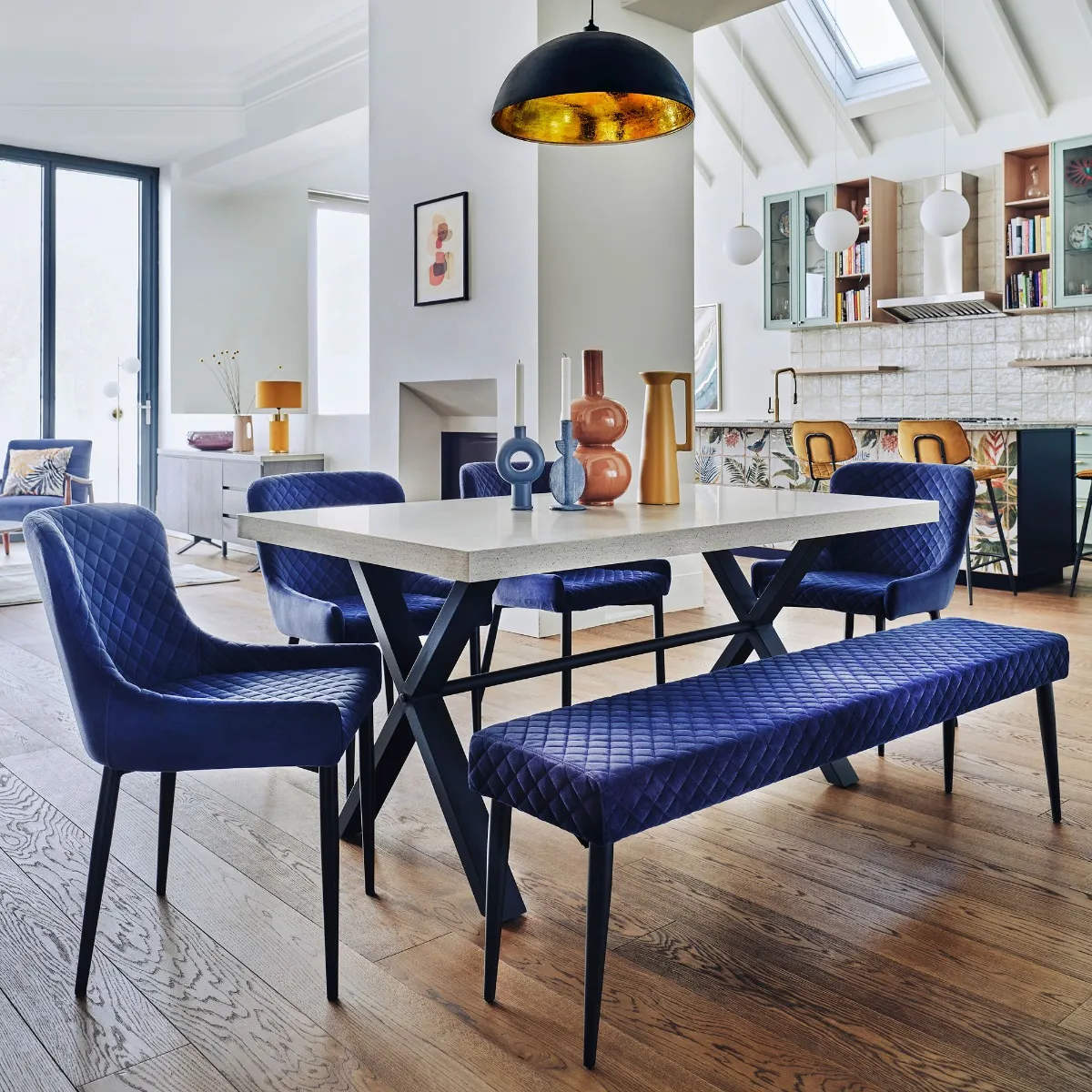 Kalmer Fixed Industrial Dining Table 160Cm, Grey Concrete Effect | Barker & Stonehouse 2