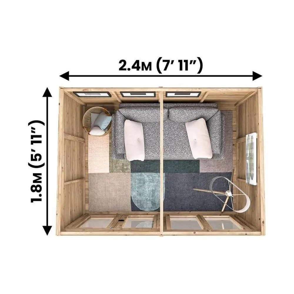 Dunster House Summerhouse 2.4m x 1.8m (8' x 6') Pent Roof, RagePanda Modular in Brown 3
