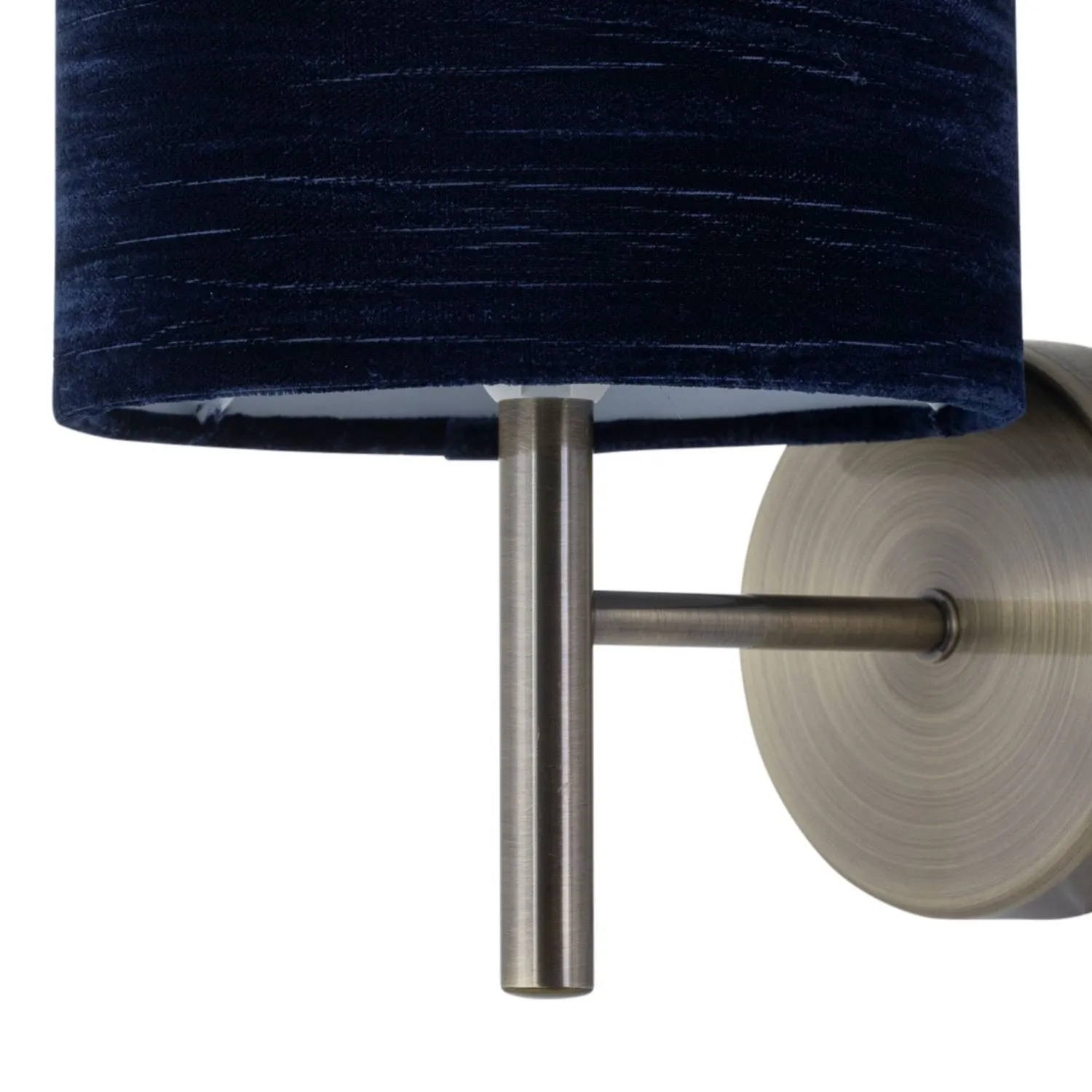 First Choice Lighting Brea - Antique Brass Wall Light with Navy Blue Crushed Velvet Shade in Gold 2