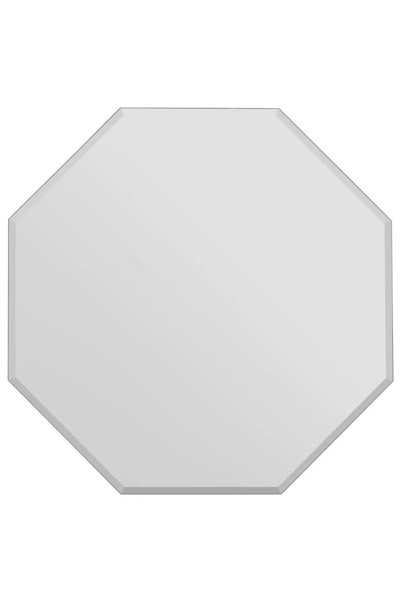 MirrorOutlet All Glass Modern Bevelled Octagonal Wall Mirror 39" X 39" 100x100CM in Silver