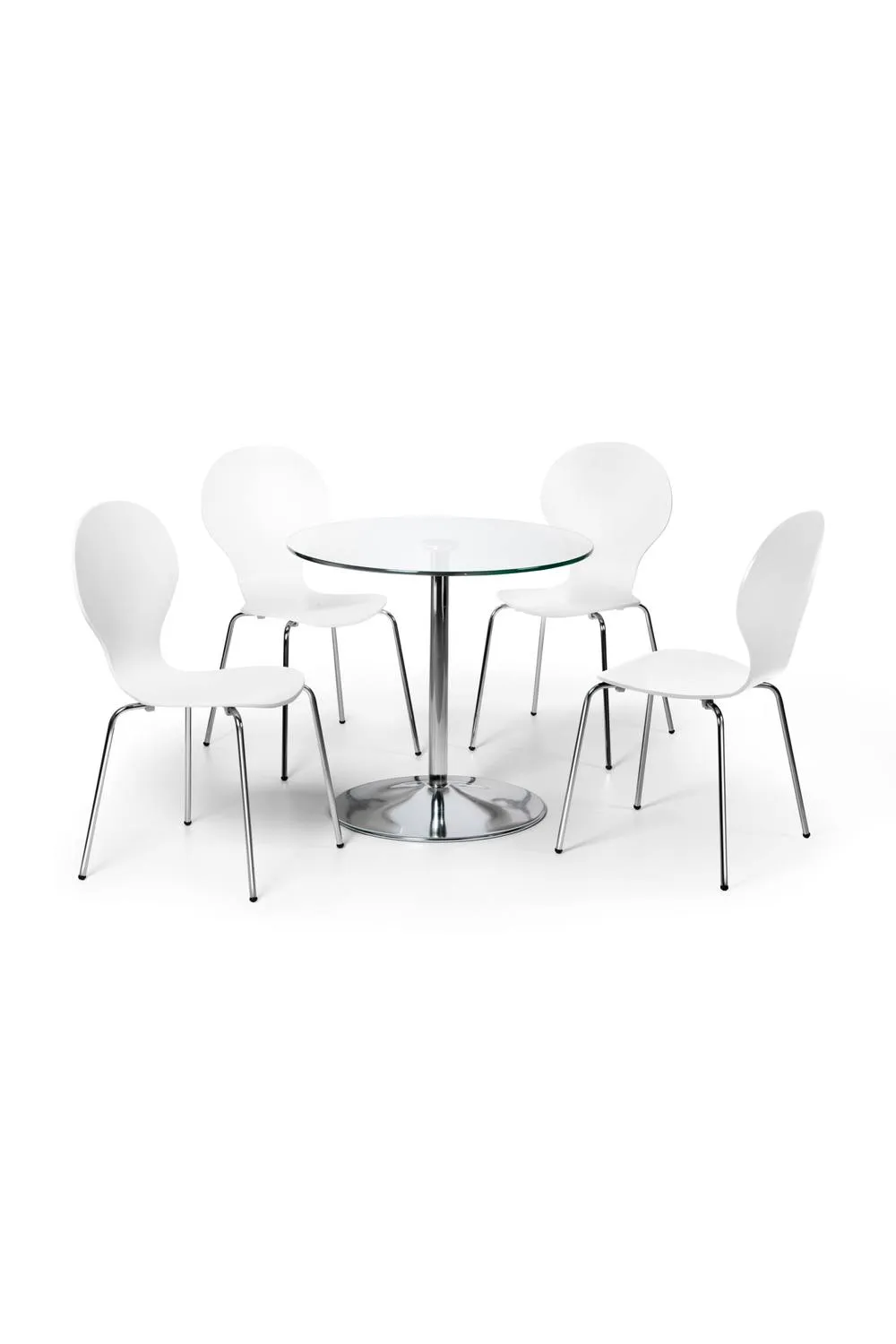 Julian Bowen Kudos Round Glass Top Pedestal 4 Seater Dining Table in Silver 5