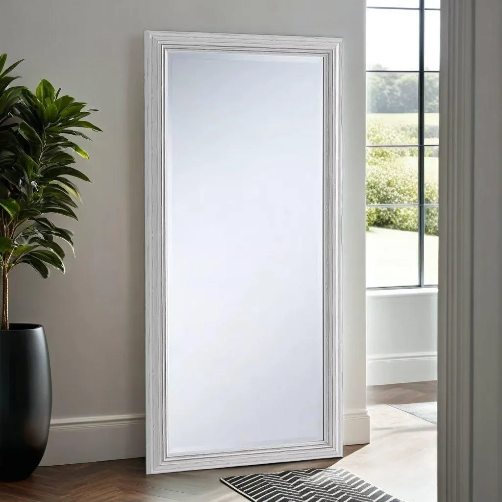 Yearn Mirrors Yearn Distressed White Framed Wall Mirror 166.5x75cm