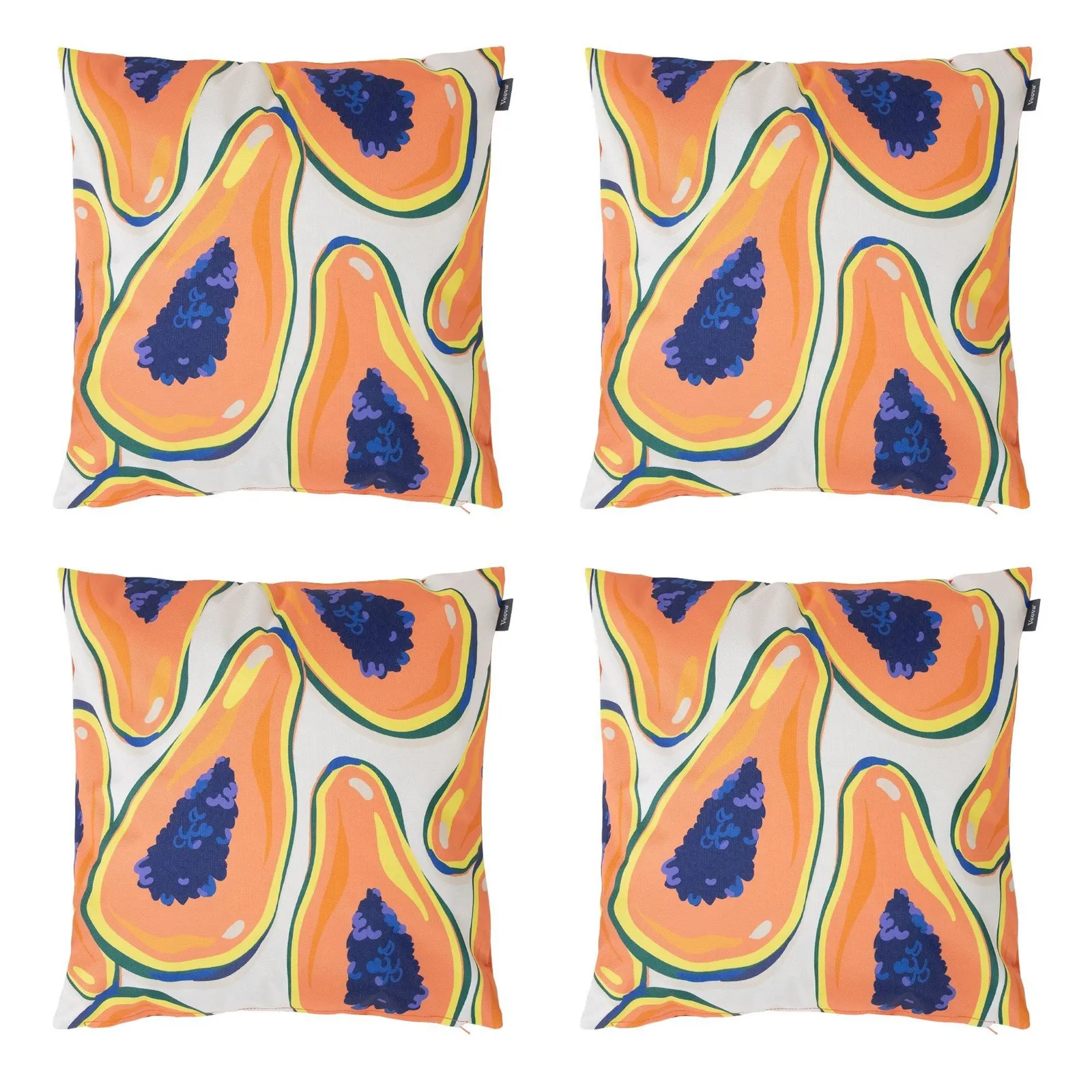 icon Indoor & Outdoor Pampas Grass Print with Stone Back Set of 4 Outdoor Waterproof Cushion in Orange