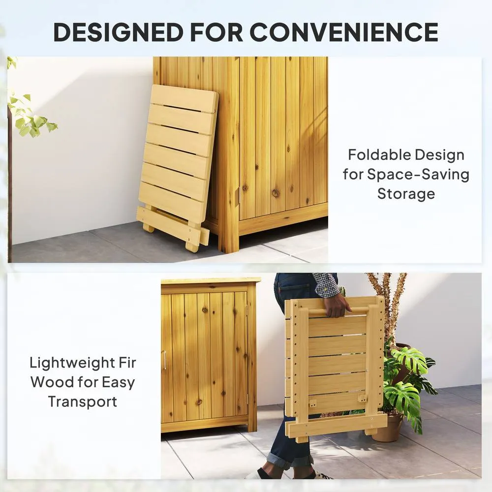 OUTSUNNY Wooden Folding Garden Table, Folding Side Table, Nature Wood Finish in Natural 5