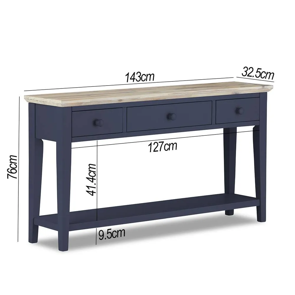Statement Furniture Florence Large Console Table with 3 Drawers in Navy 5