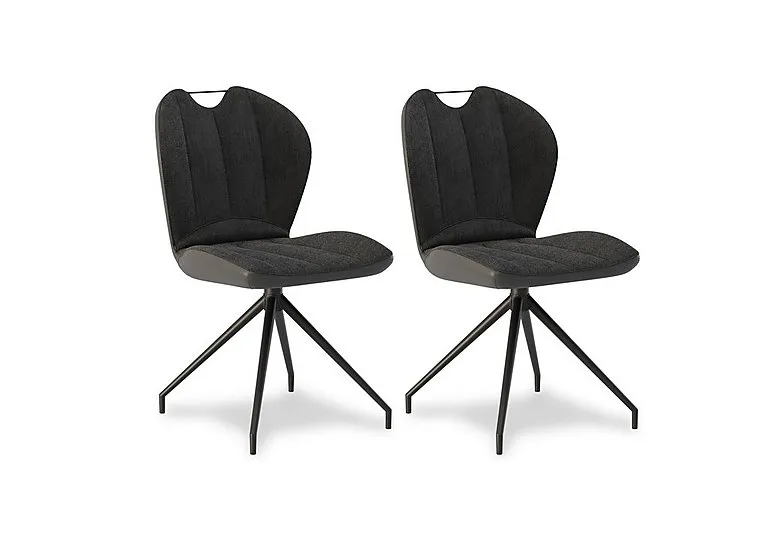 Raul Pair of Swivel Dining Chairs - Anthracite