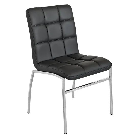 Coco Black PU Leather Dining Chair With Chrome Legs