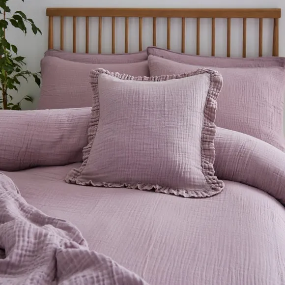 Cotton Muslin Frilled Cushion Cover