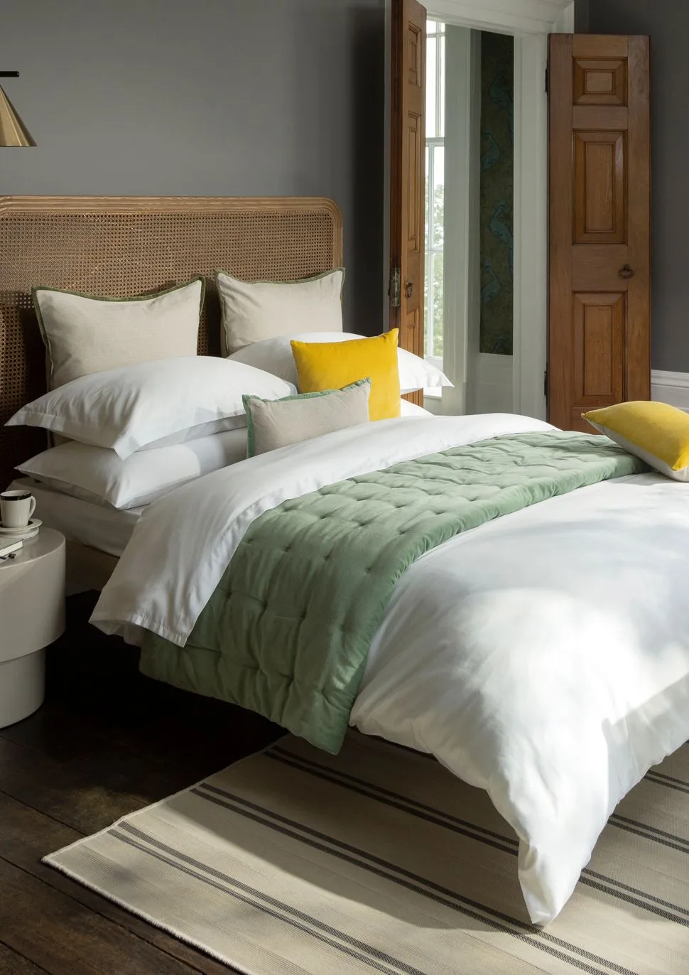 CHRISTY 400TC Luxury Cotton Sateen Plain Dye Bedding Gift Set Bundle in White 4