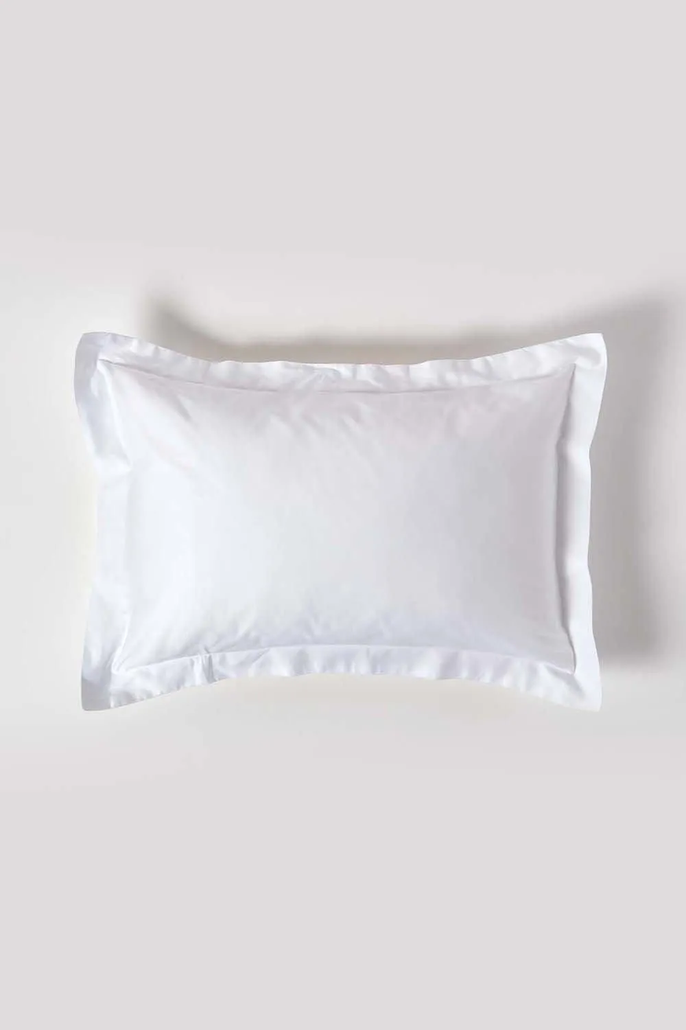 Homescapes Duck Egg Blue Sateen Cotton Oxford Pillowcase 400 TC in White