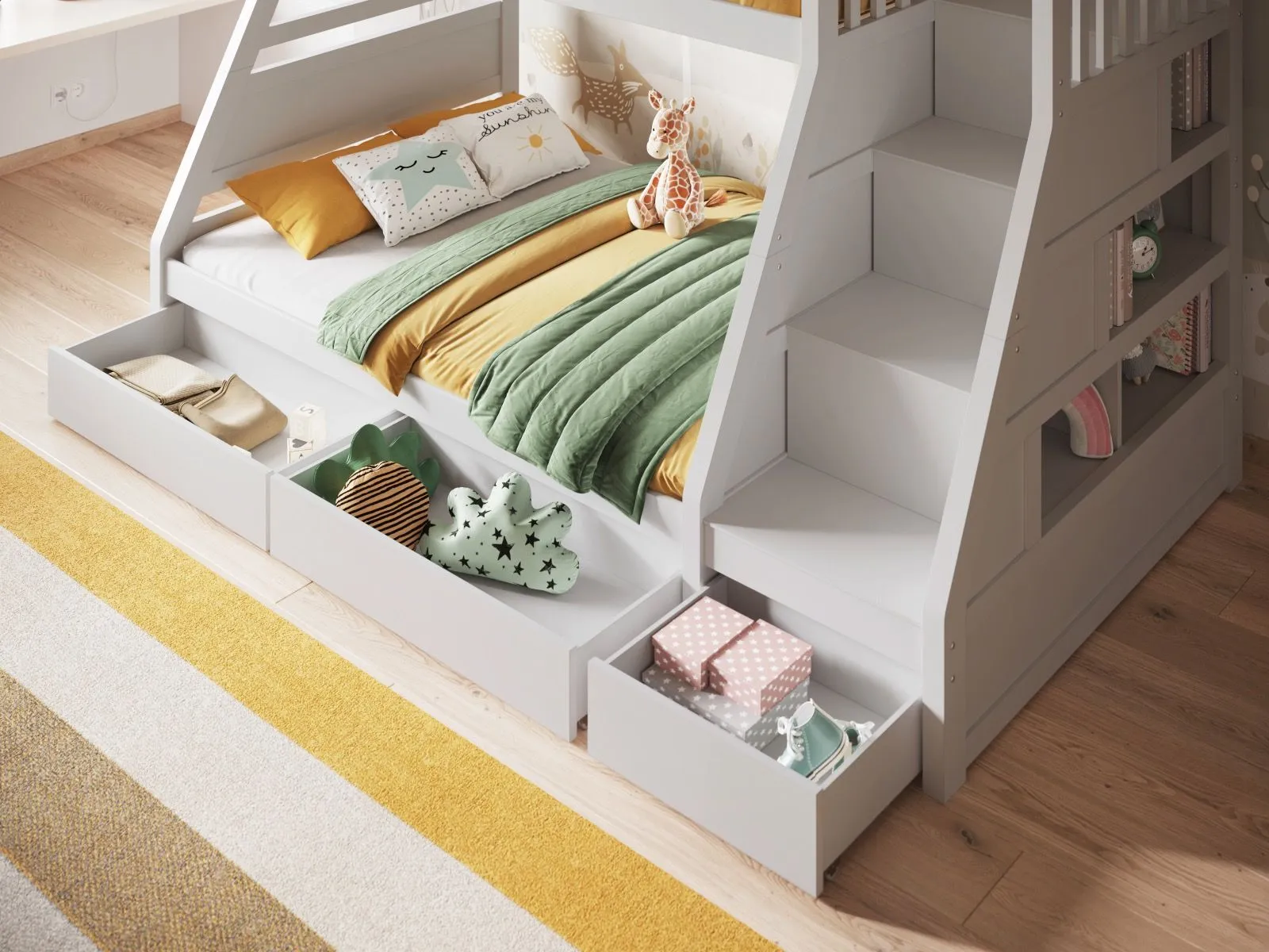 Flair Lunar Wooden Triple Bunk Bed in White 4
