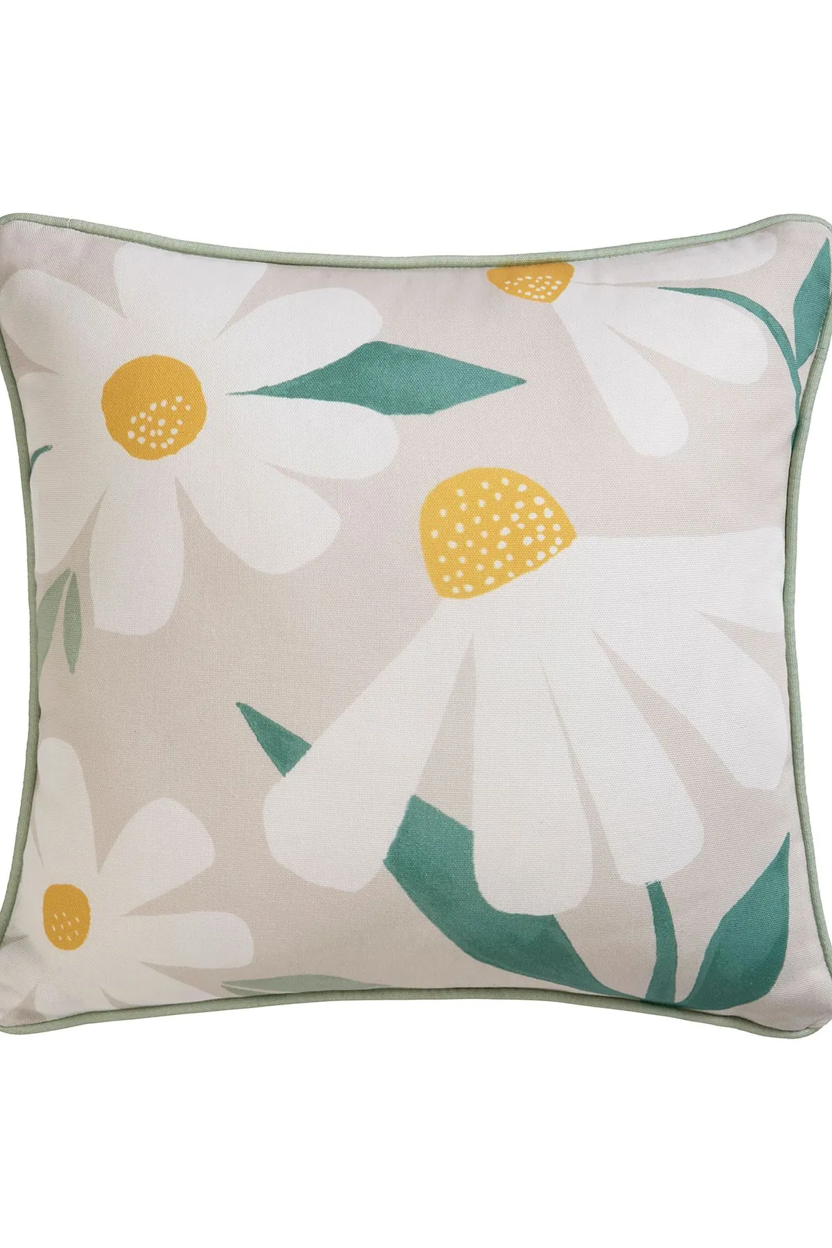 Fusion 'Daisy' Soft Touch Daisy Print Velvet Filled Cushion in Natural 2