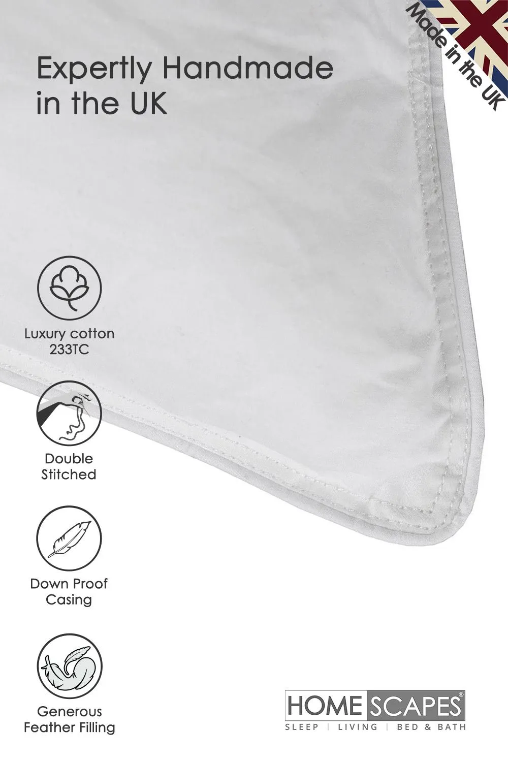Homescapes White Duck Feather Pillow Pair 4