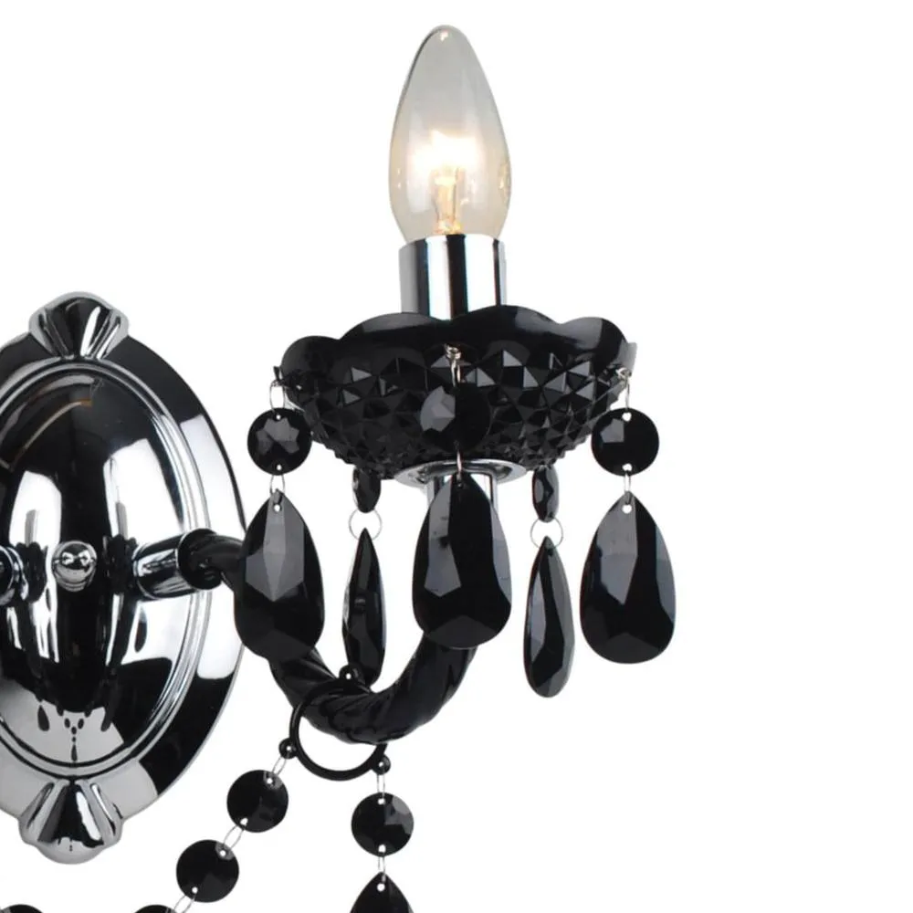 First Choice Lighting Black Acrylic & Chrome Marie Therese Style Twin Wall Light 4