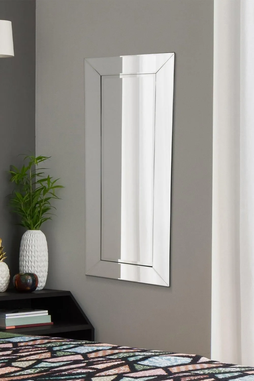 MirrorOutlet 'Horsley' All Glass Modern Dress Wall Mirror 120 x 48 CM in Clear