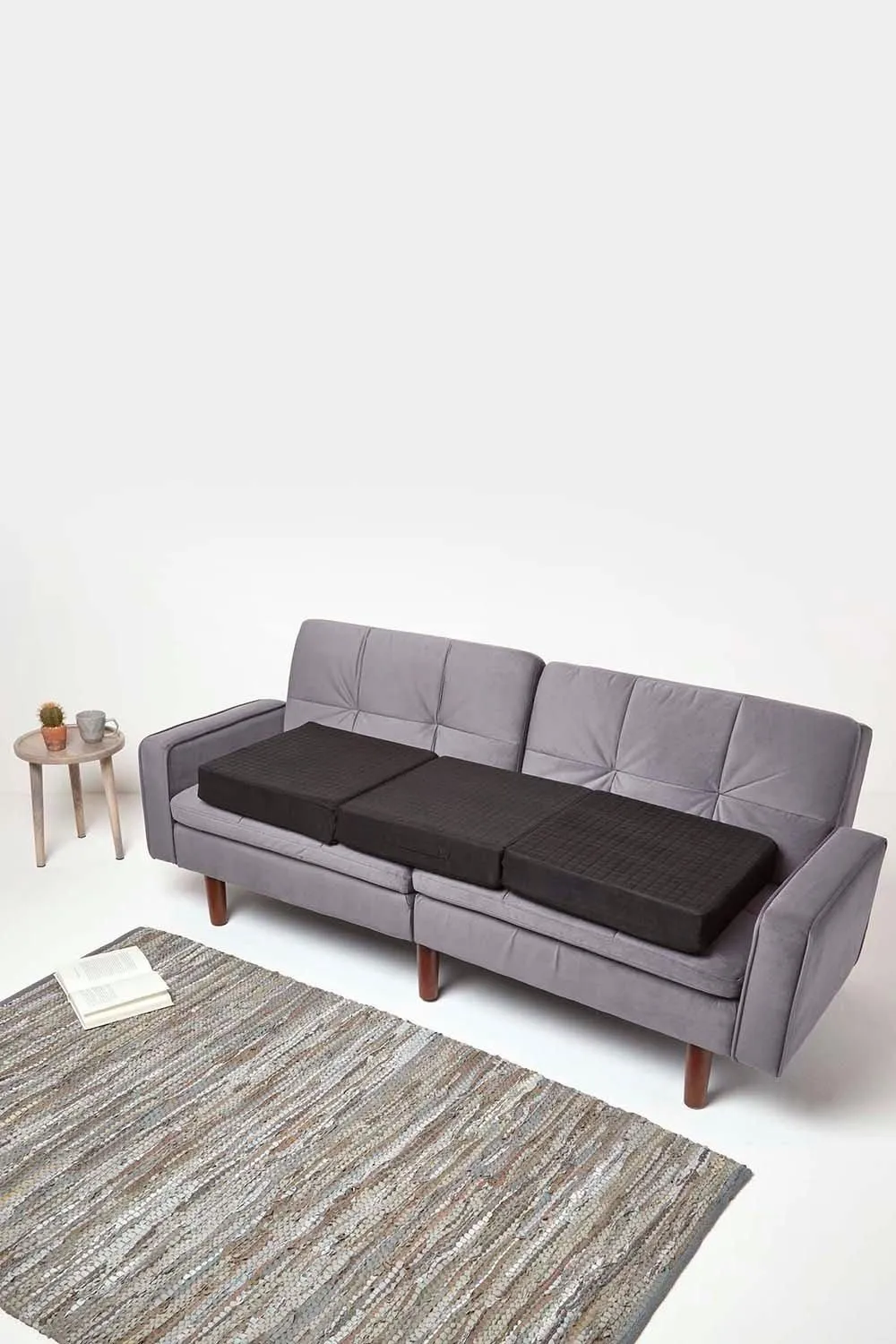 Homescapes Suede Orthopaedic Foam 3 Seater Booster Cushion in Black 5