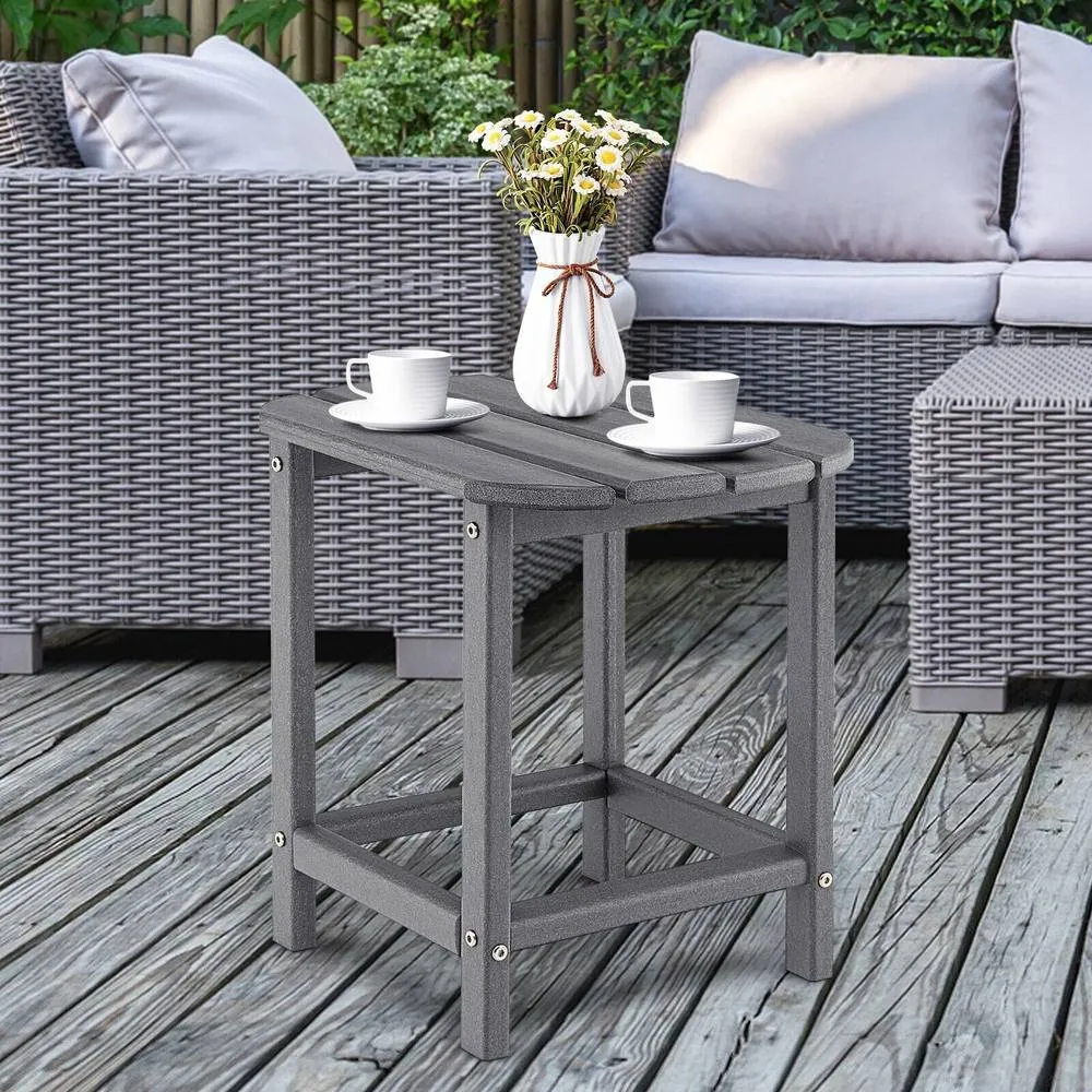 Costway Side Table Indoor Outdoor Patio HDPE Adirondack Rectangular End Table in Grey 3